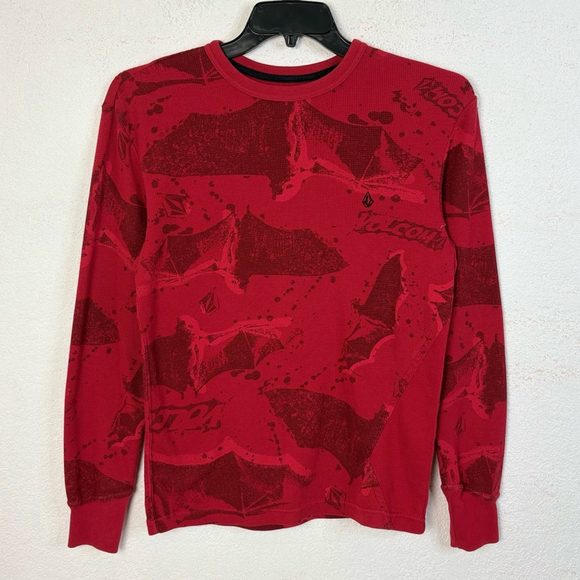 Volcom Rogan Printed Thermal T Shirt Sz. S/P Red - Picture 2 of 13